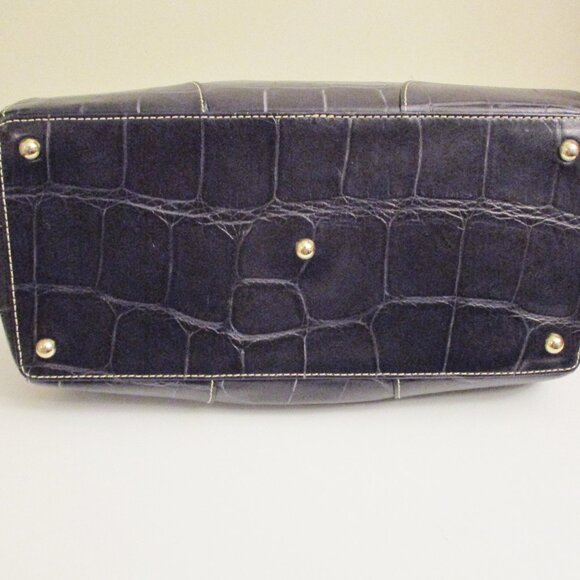 Dooney & Bourke Satchel Handbag Black Croc Embossed Leather Reversible Clip Lock - Picture 6 of 15